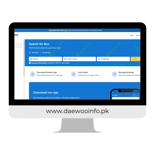step2-select your destination on bookme website