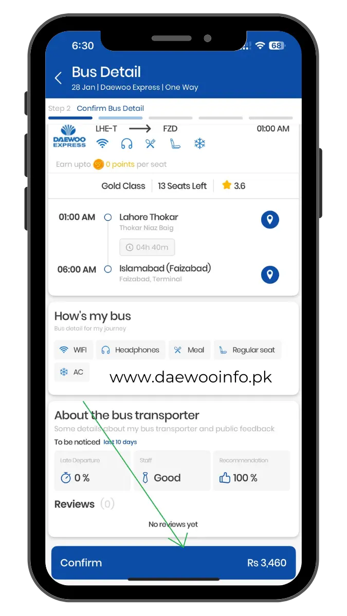 step4-select your bus on bookme mobile application