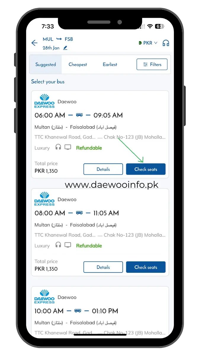 step4-select your bus on sastaticket mobile
